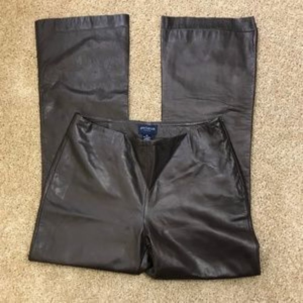Ann Taylor Petites Brown Real Leather Pants 10P